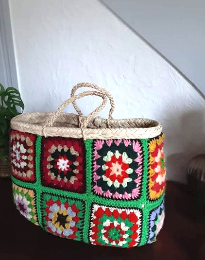 Sac panier Lyon carrés crochet granny