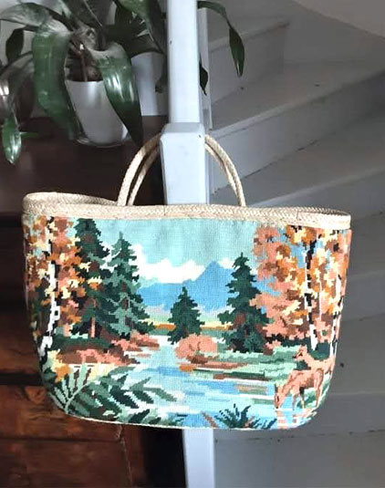 Sac panier Lyon forêt canevas vintage