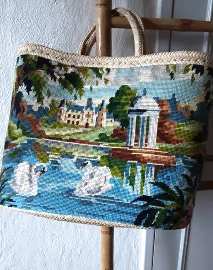 Sac panier Lyon pièce unique canevas château