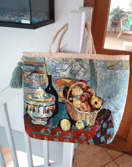 Sac panier Lyon pièce unique canevas Cézanne nature morte