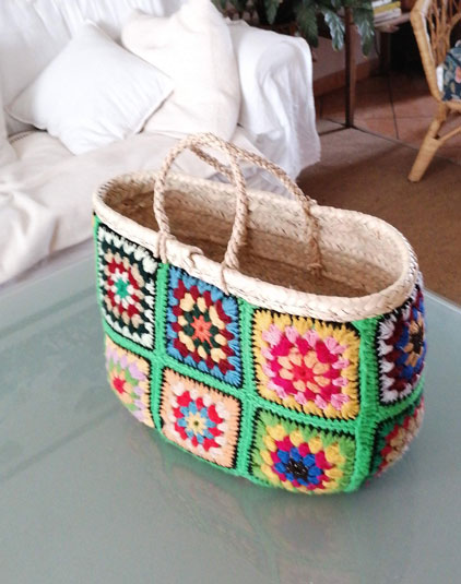 Sac panier Lyon pièce unique granny vert