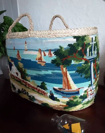 Sac panier Lyon upcycling canevas Bretagne