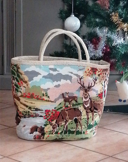 Sac panier Lyon Cerfs canevas vintage