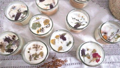 Bougies parfumées artisanales  fleurs séchées bio Lyon